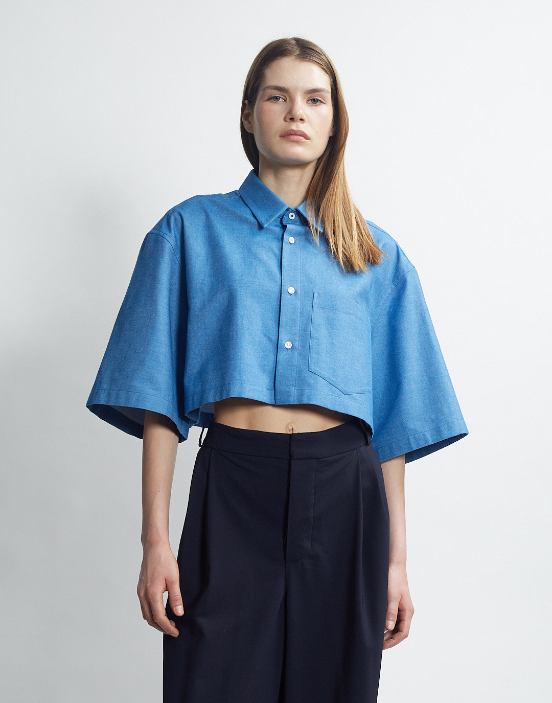 cropped box shirt - ocean