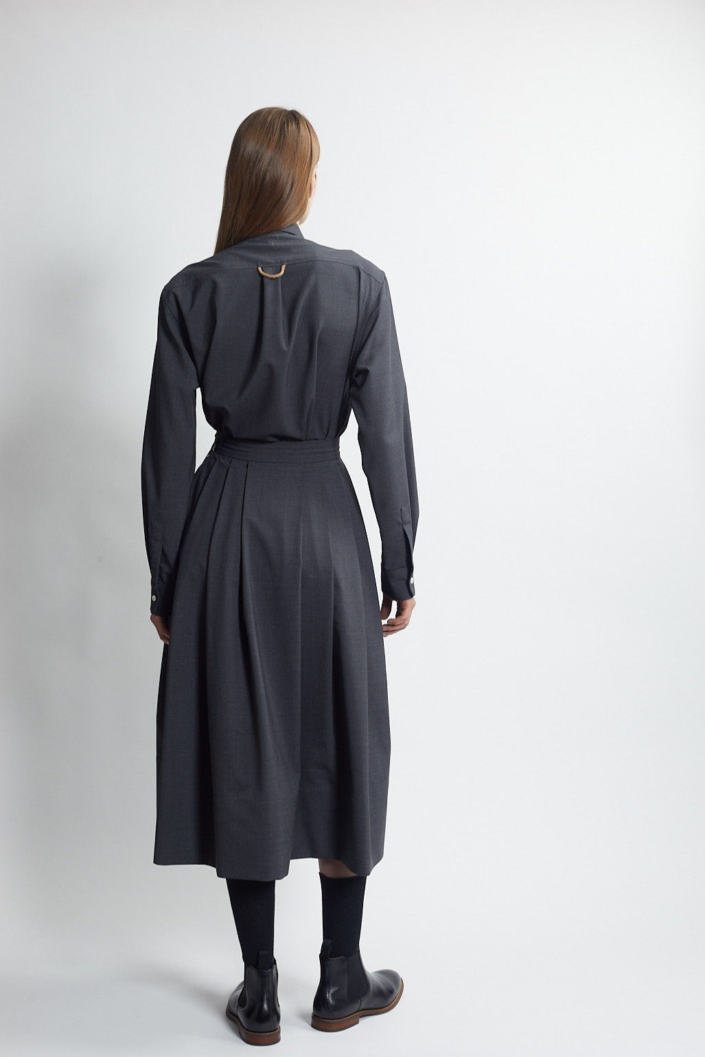 pleated full skirt - carbon