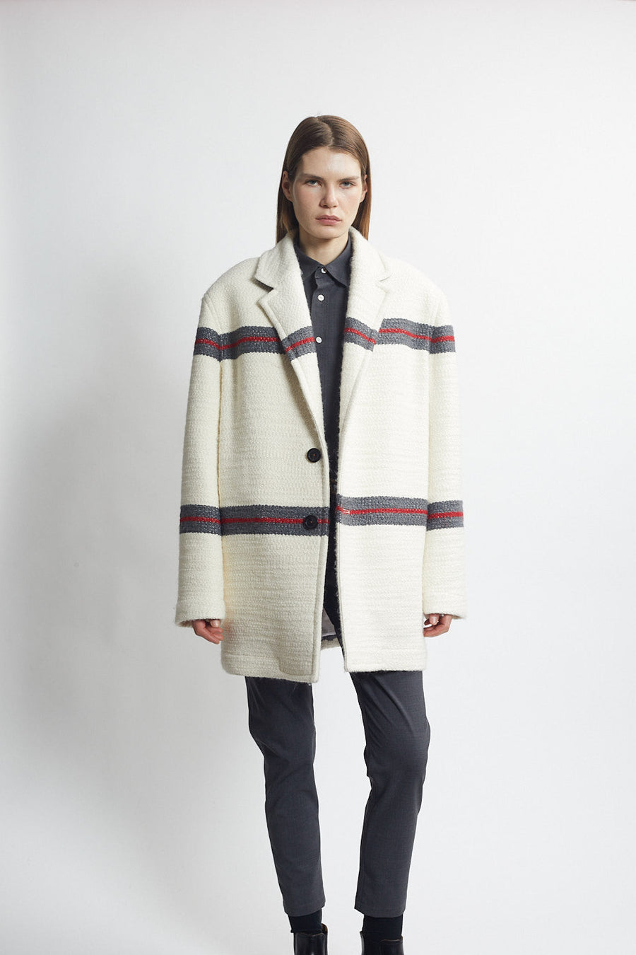 oversized sport coat - ivory/carbon