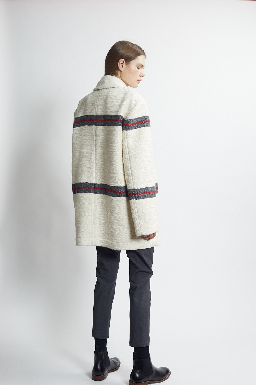 oversized sport coat - ivory/carbon