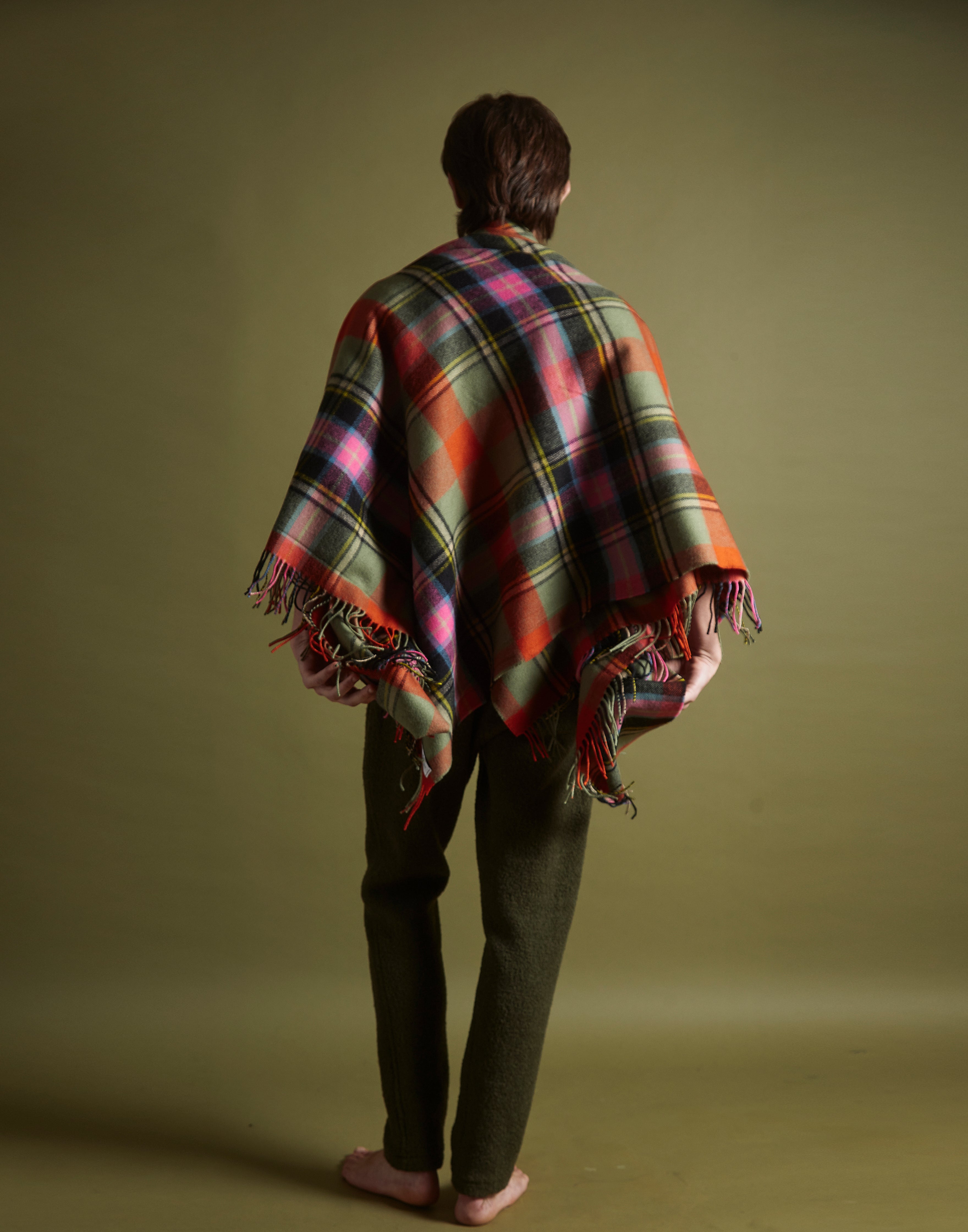 fringe blanket - sage/mulberry/tangerine