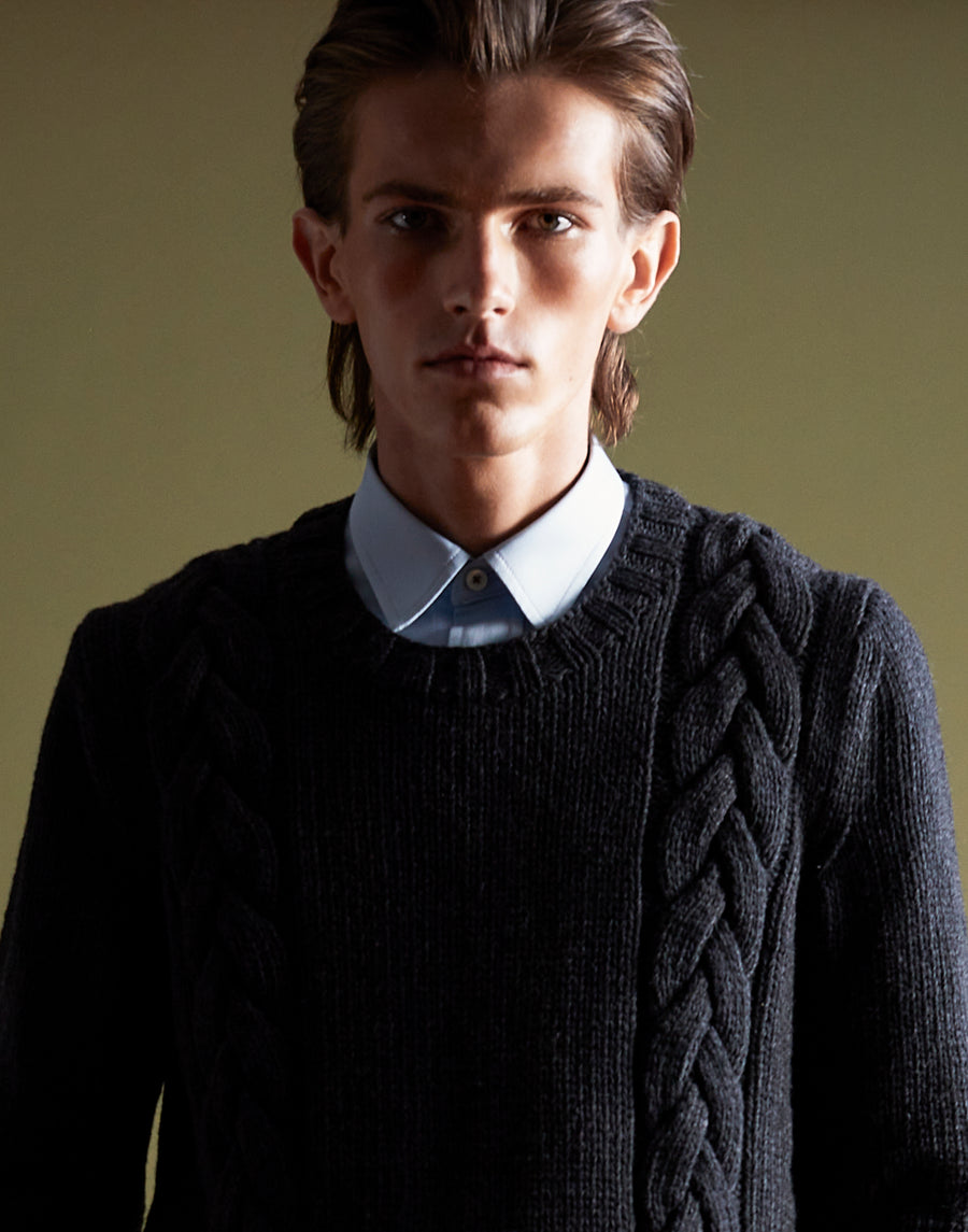 handknit wool/cashmere mariner sweater - charcoal mélange
