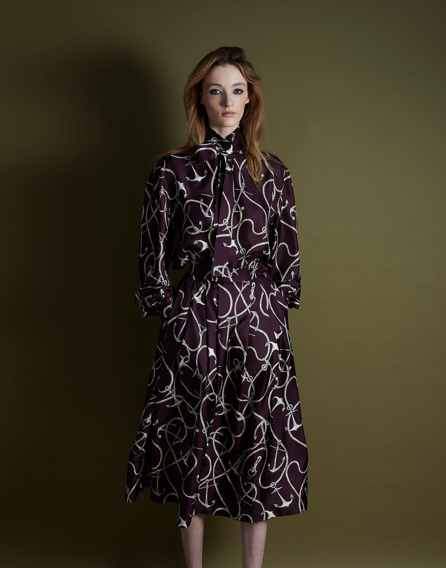 pleated full skirt - aubergine anchor