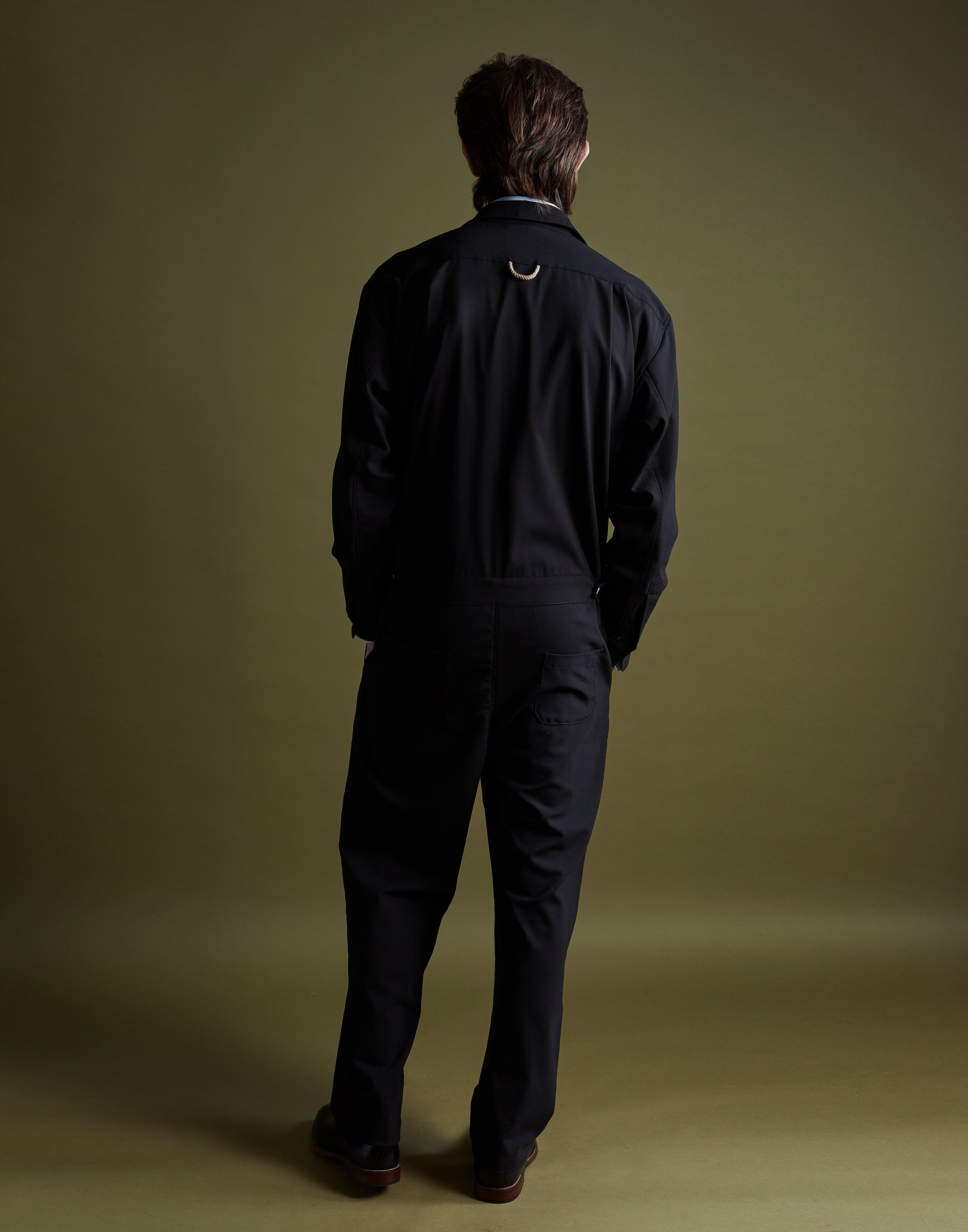 boiler suit - onyx wool poplin
