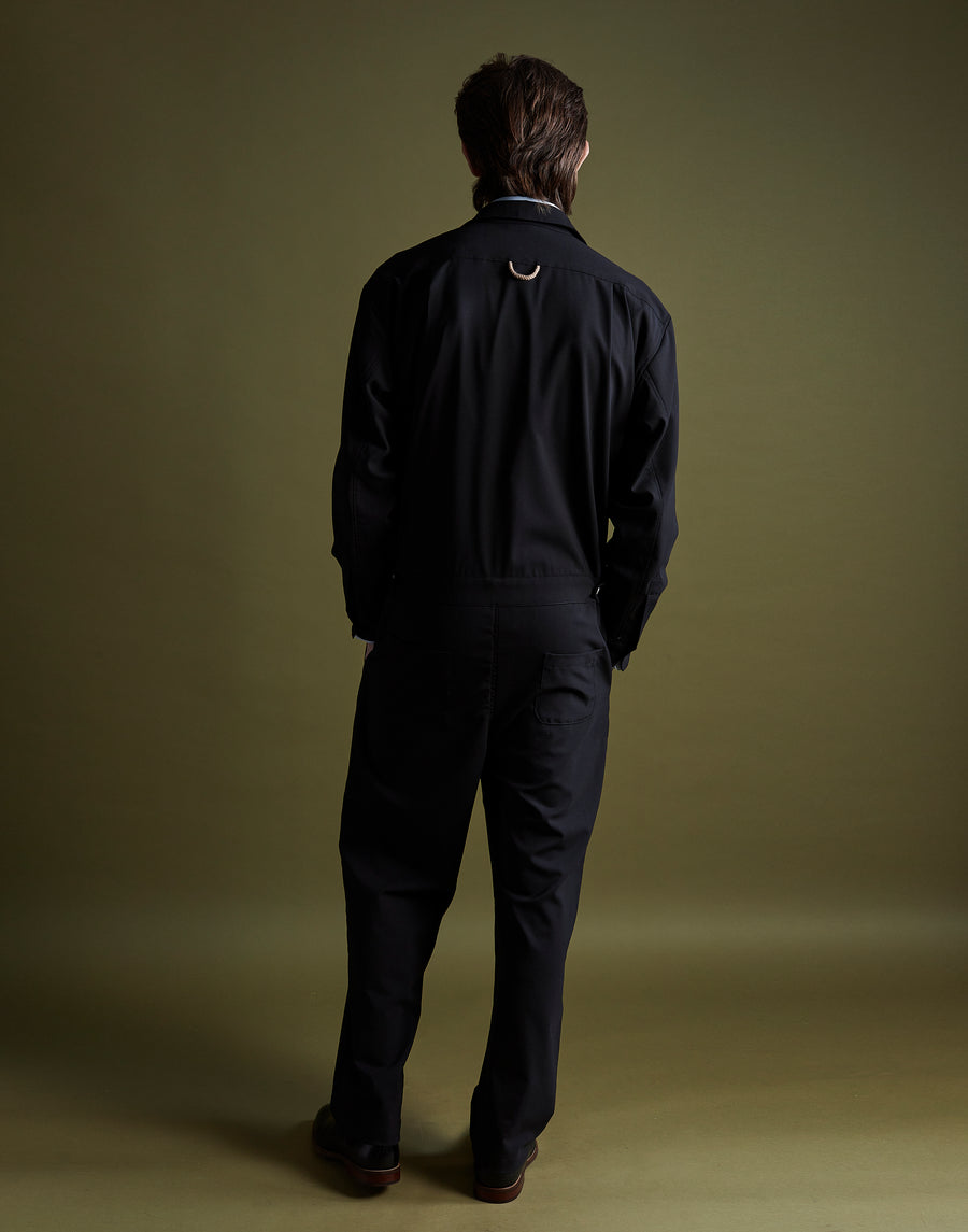 boiler suit - onyx wool poplin