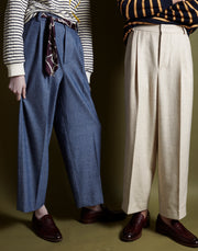 pleated crop trouser - heather blue