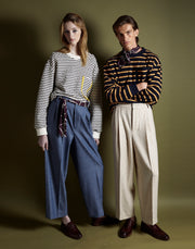 quilted mariner sweatshirt - ivory/marine stripe