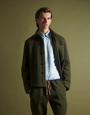 U pocket shirt jacket - olive boiled wool