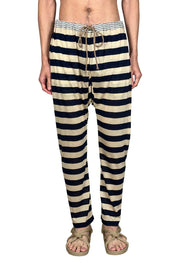 carrot leg trouser navy/khaki stripe