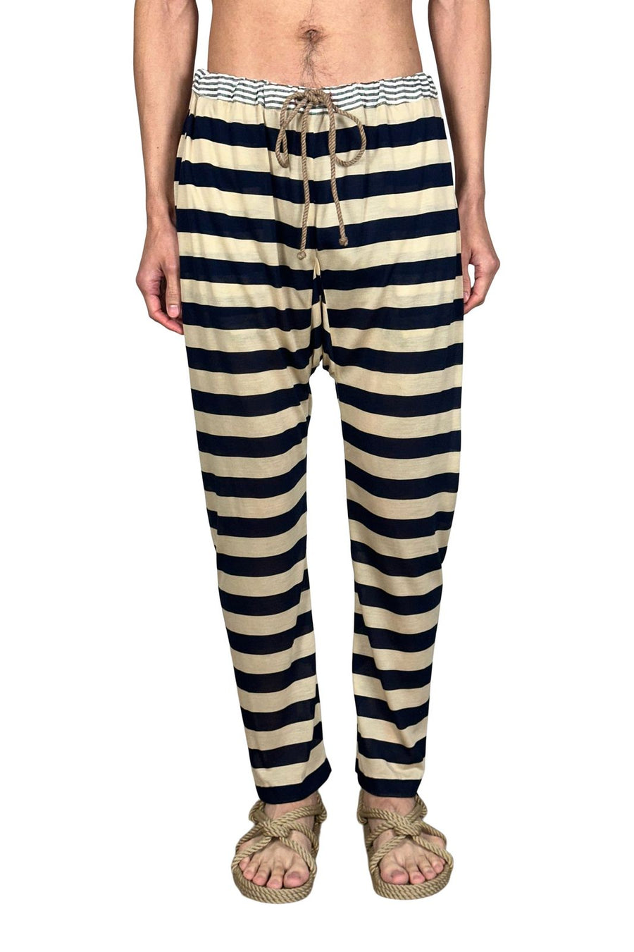 carrot leg trouser navy/khaki stripe