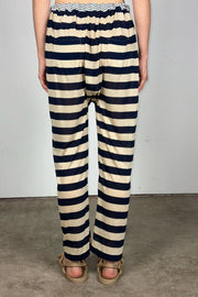 carrot leg trouser navy/khaki stripe