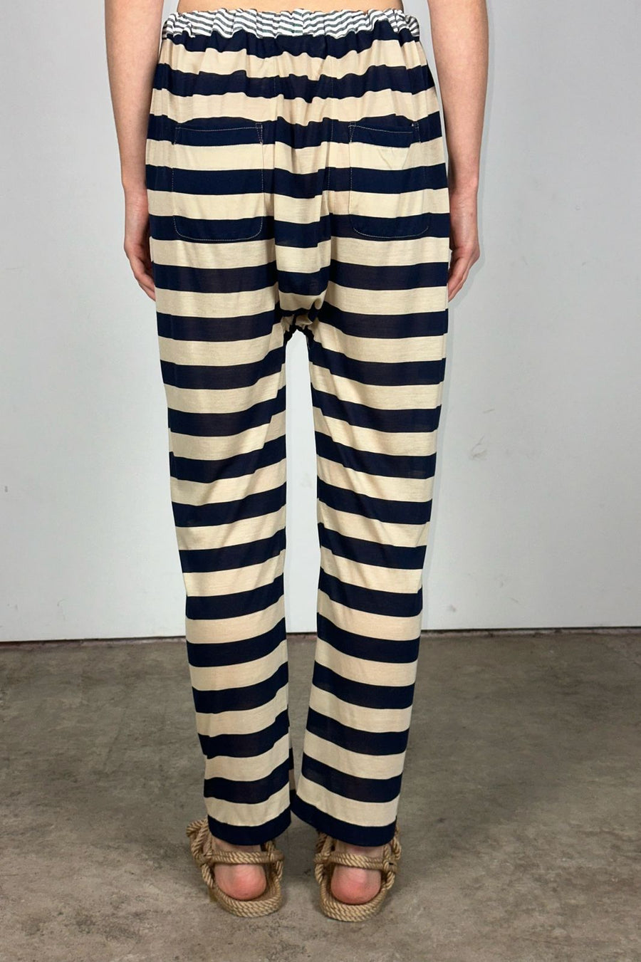 carrot leg trouser navy/khaki stripe