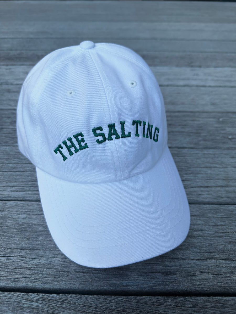 embroidered varsity cap - salt white