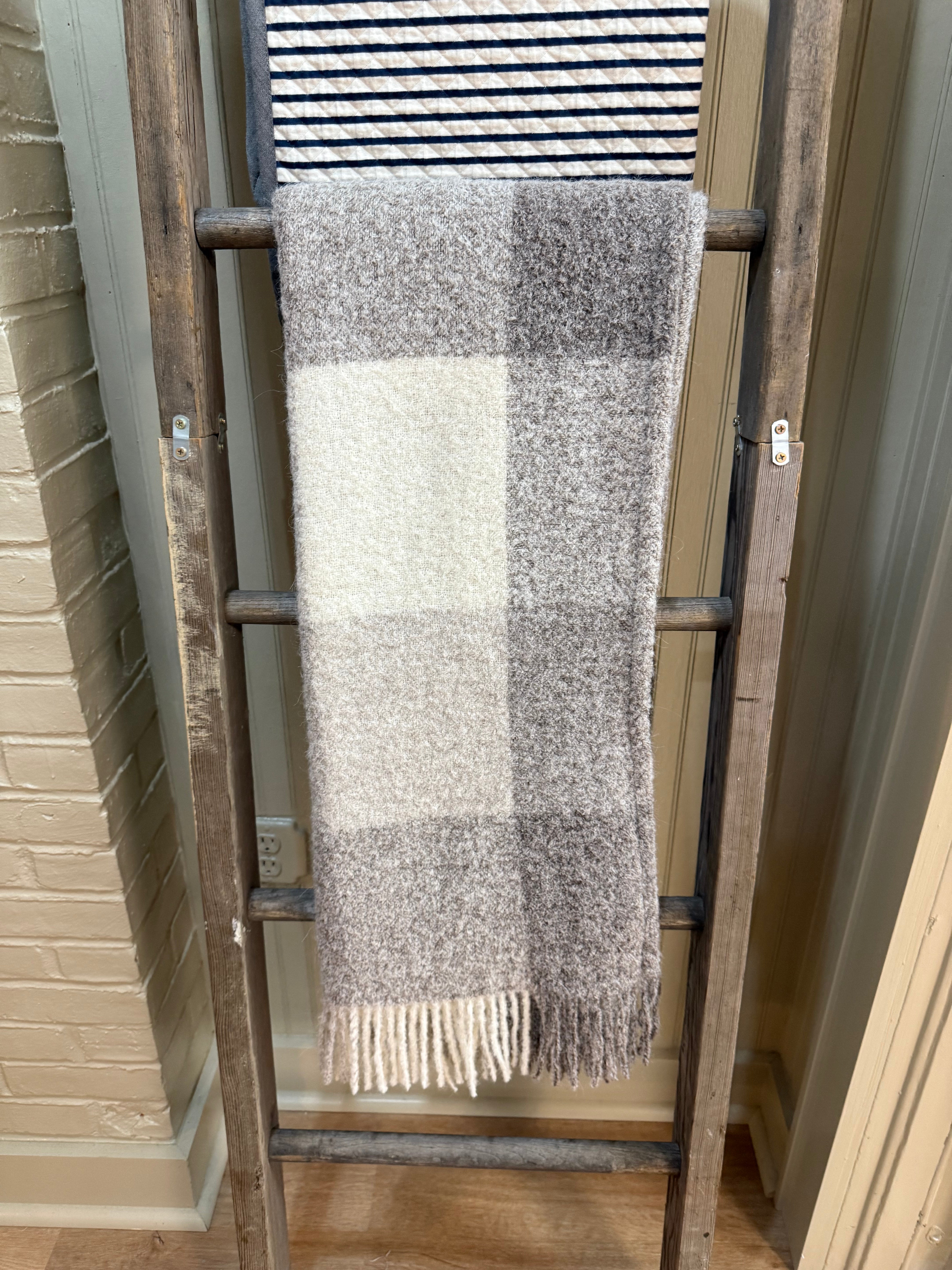 fringed max scarf - undyed natural buffalo check