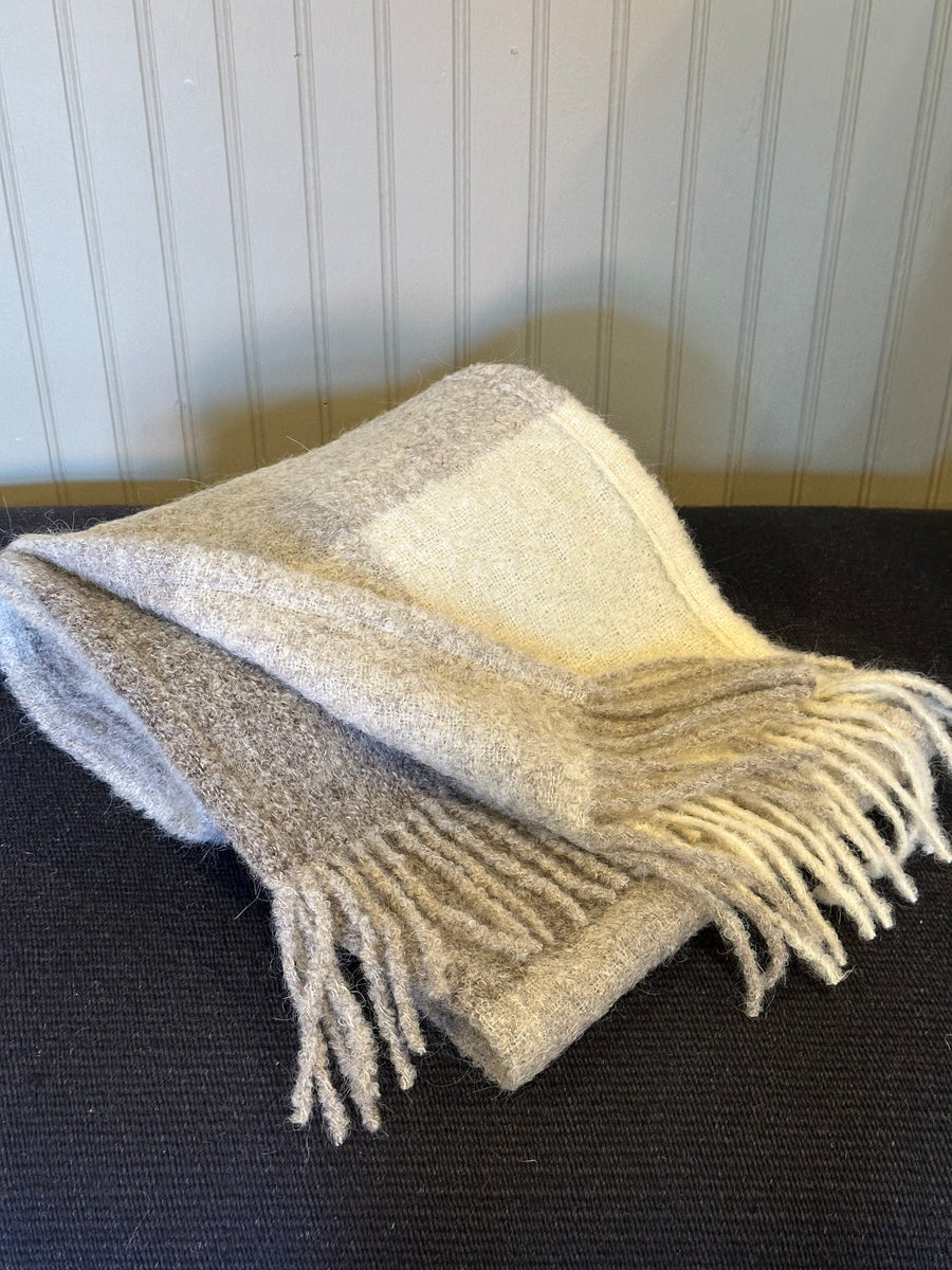 fringed max scarf - undyed natural buffalo check