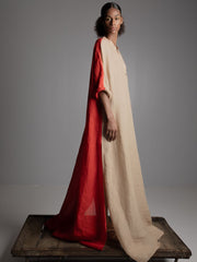 gauze block caftan - nude/red