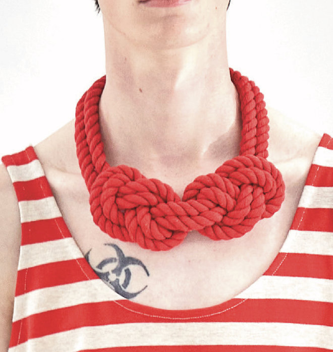 double cross necklace - red