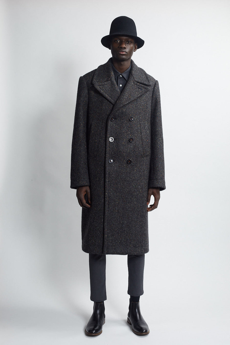 double breasted peacoat - carbon