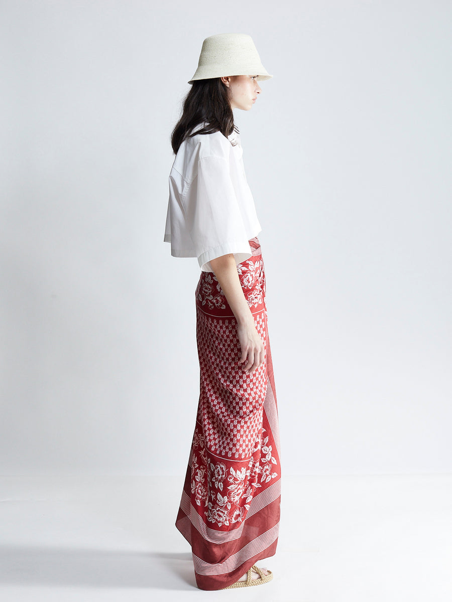 wrap silk sarong - rust/salt