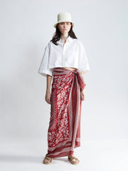 wrap silk sarong - rust/salt