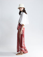wrap silk sarong - rust/salt