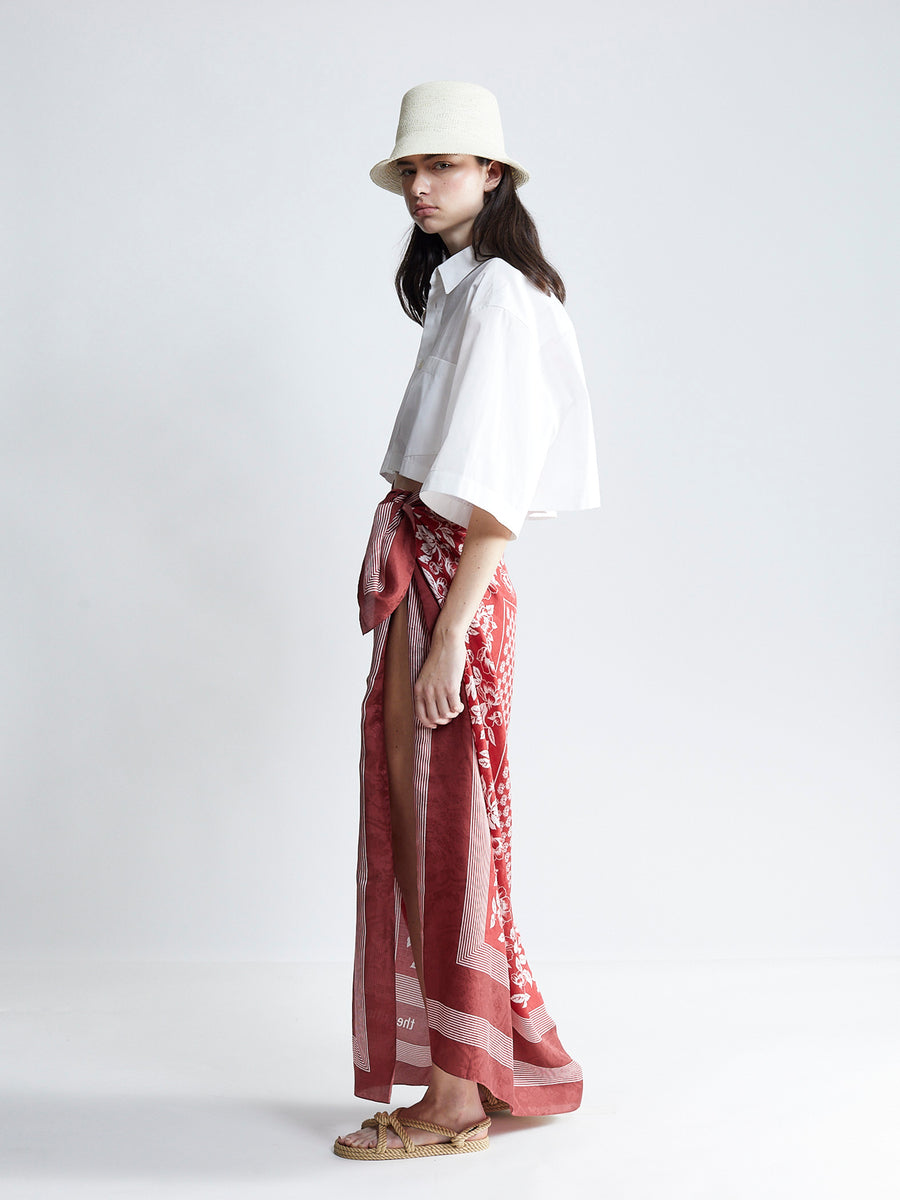 wrap silk sarong - rust/salt
