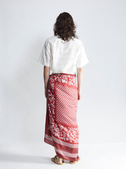 wrap silk sarong - rust/salt