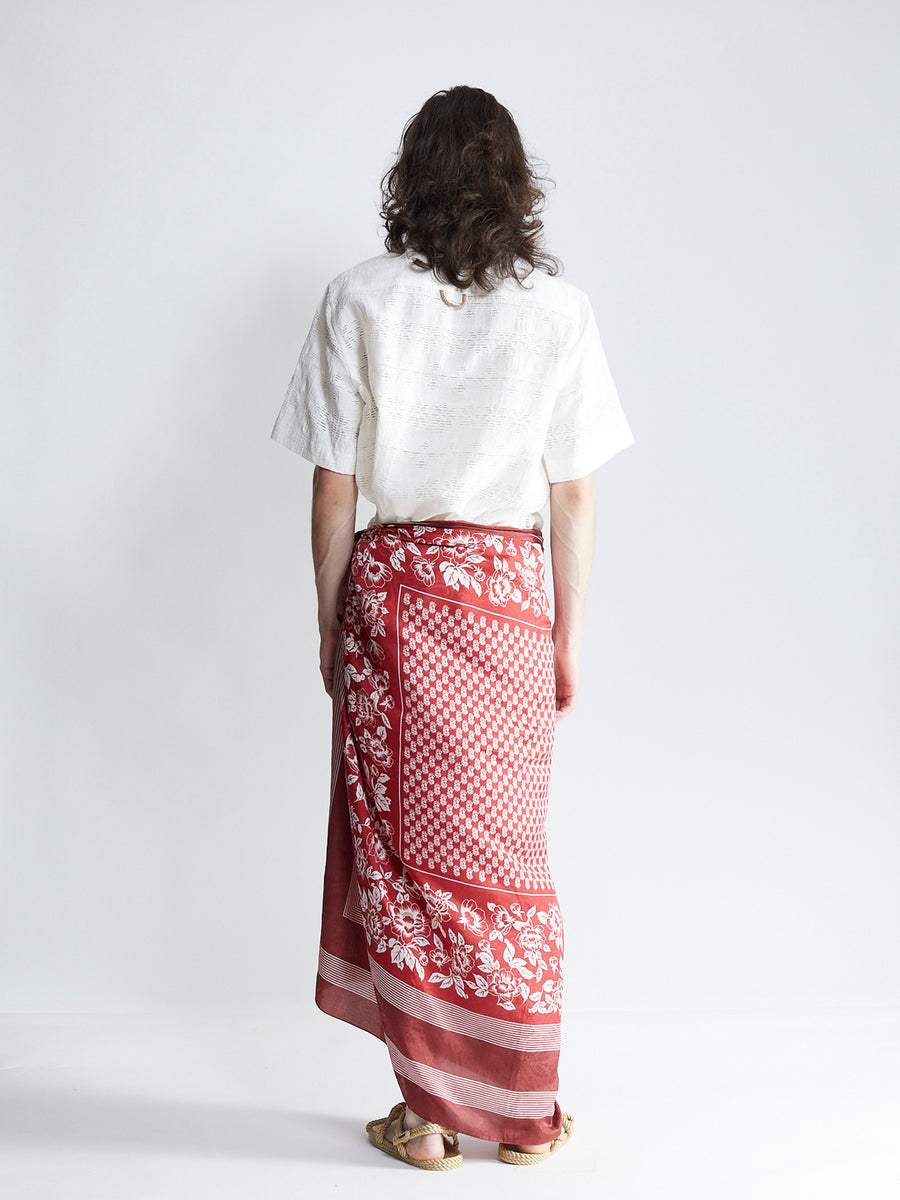 wrap silk sarong - rust/salt