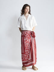 wrap silk sarong - rust/salt
