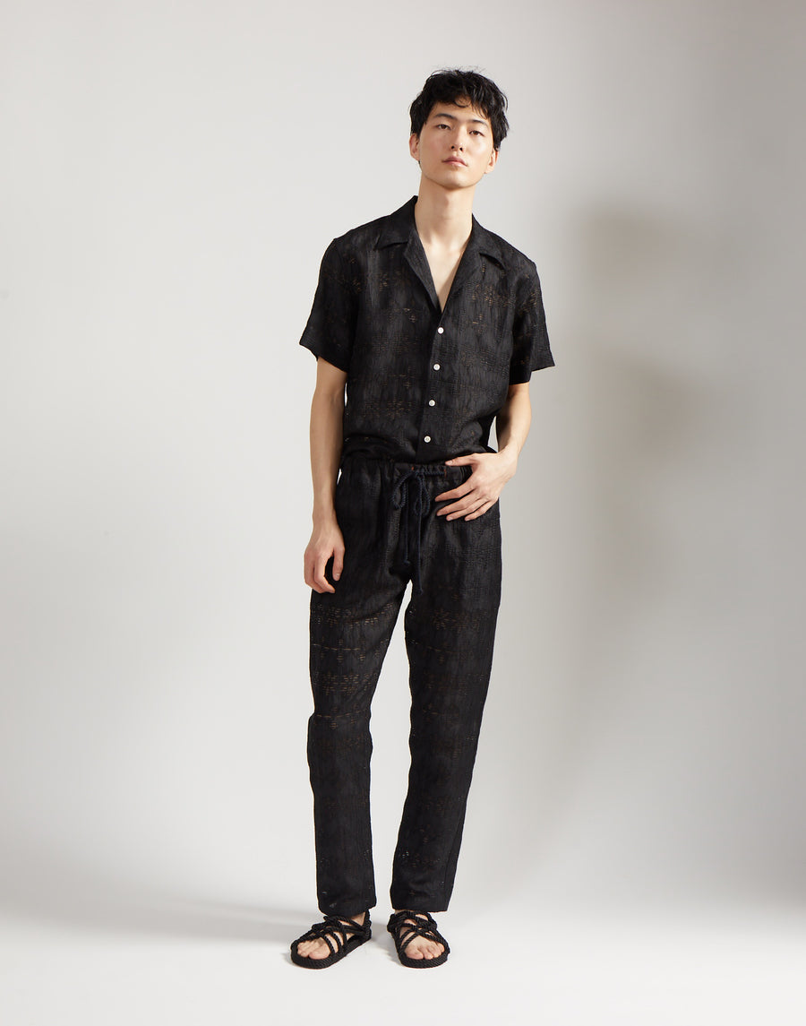 classic drawstring trouser - onyx jacquard