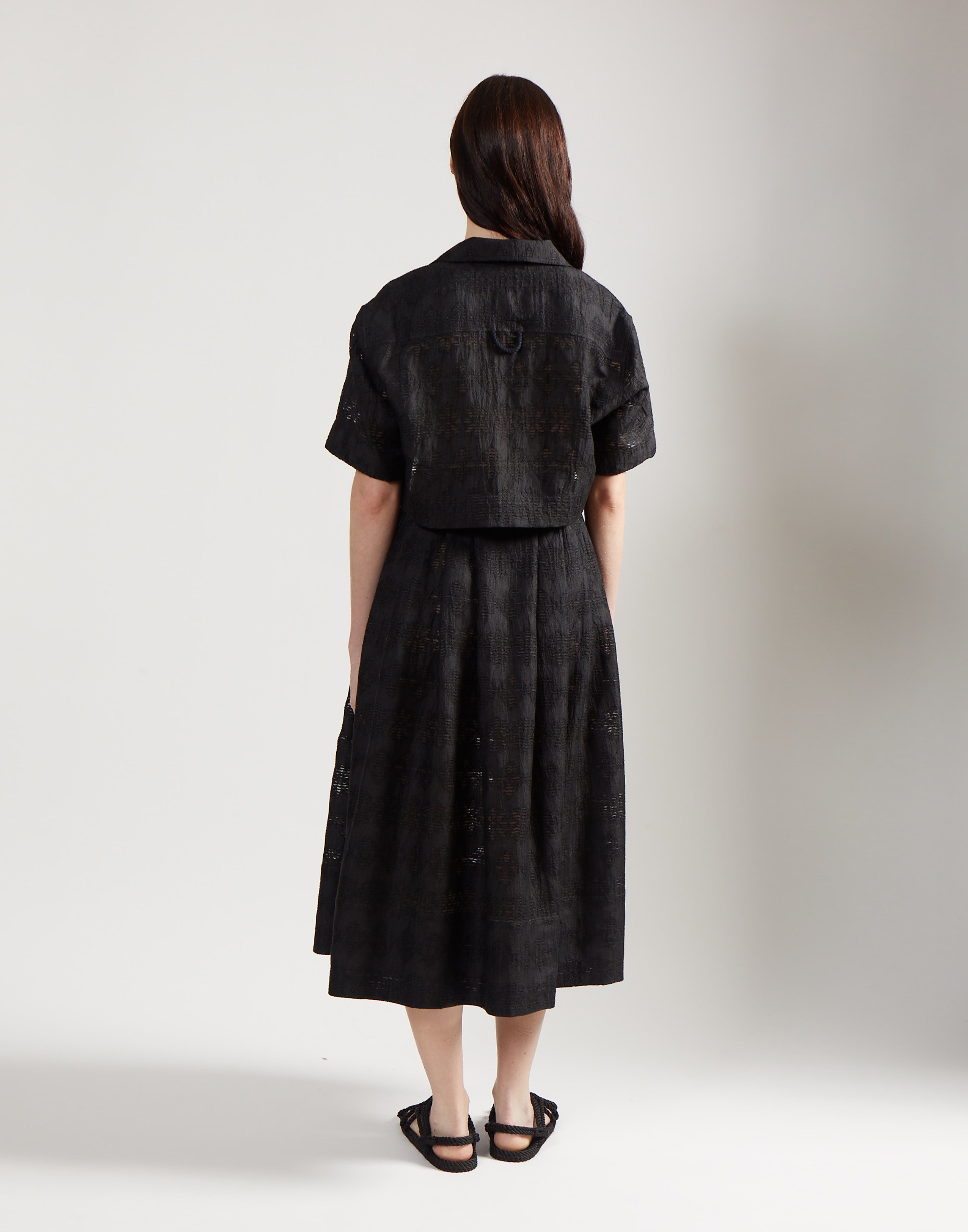 crop cabana shirt - onyx jacquard