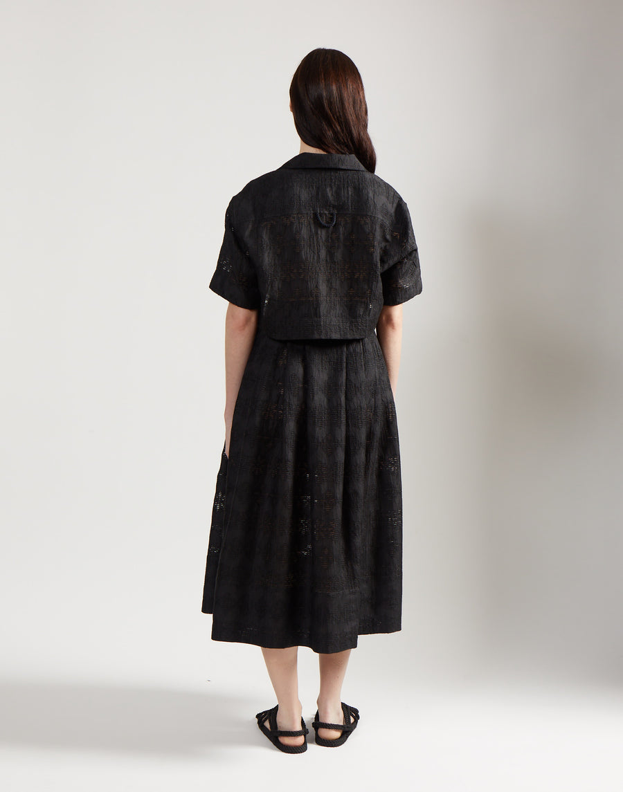 pleated full skirt - onyx jacquard