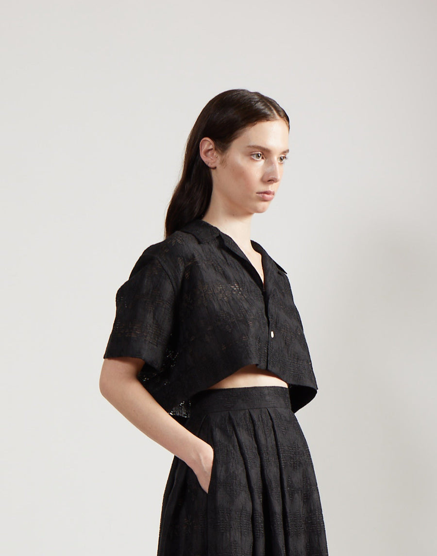 crop cabana shirt - onyx jacquard