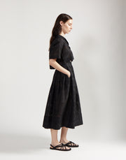 pleated full skirt - onyx jacquard