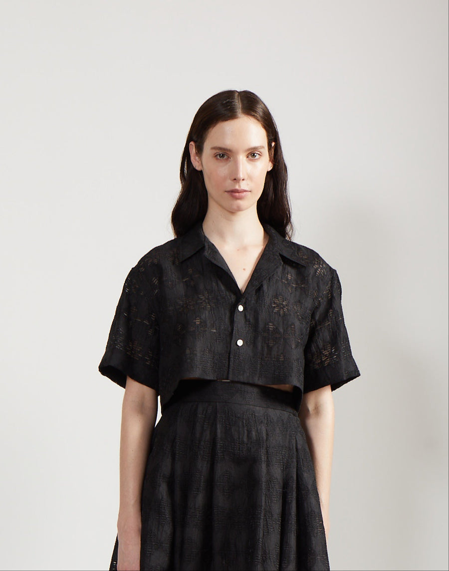 crop cabana shirt - onyx jacquard
