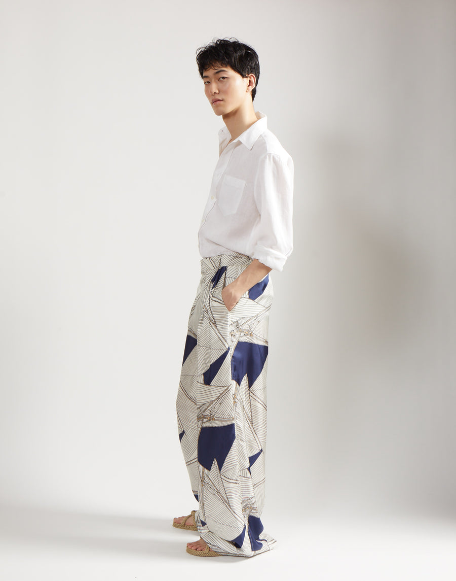 double pleat full trouser - regatta print