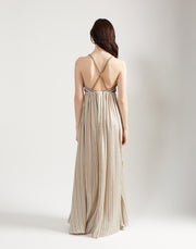 deep v gown - sand stripe
