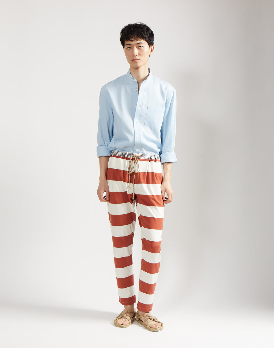 classic drawstring trouser - clay stripe