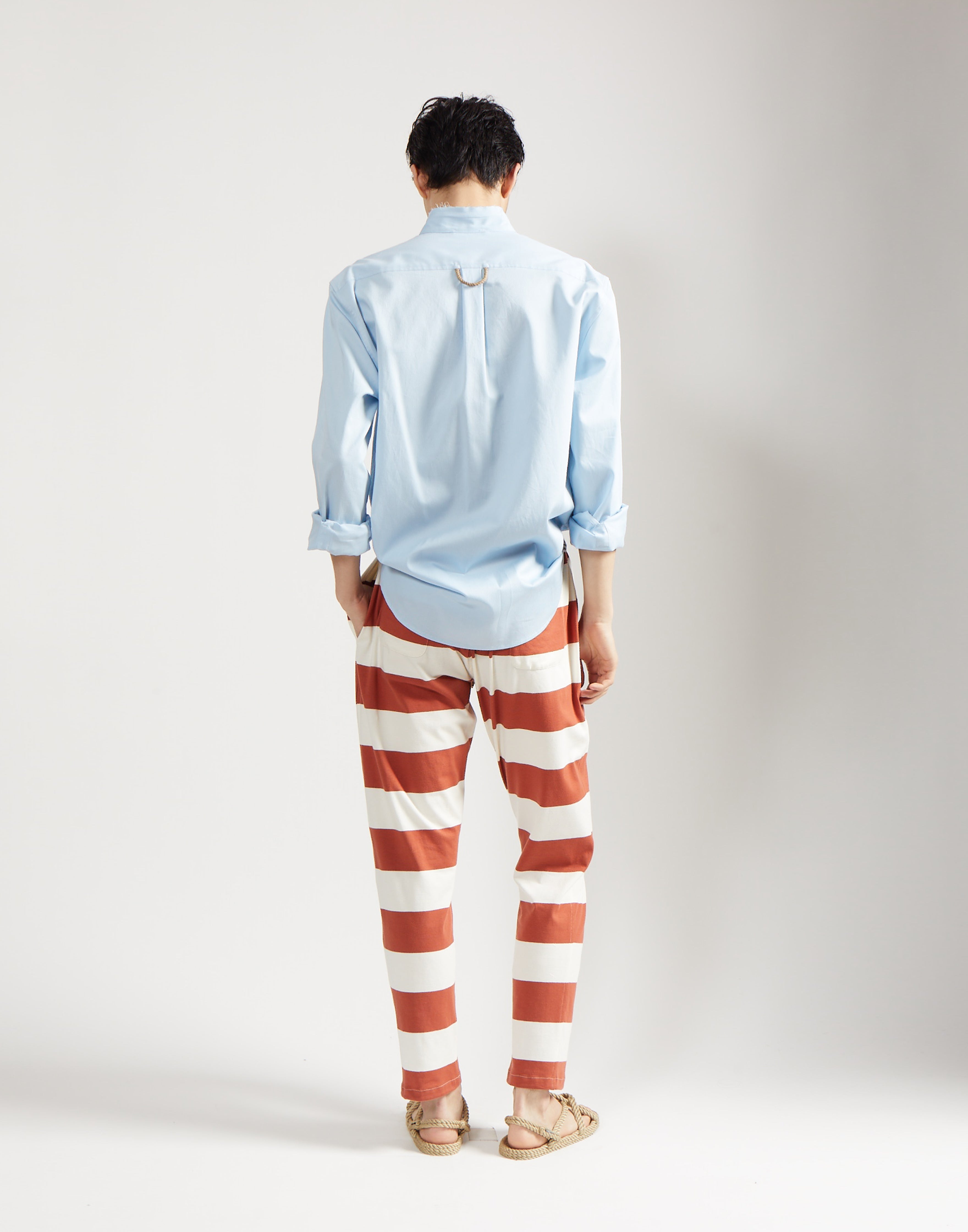 classic drawstring trouser - clay stripe