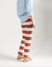 classic drawstring trouser - clay stripe