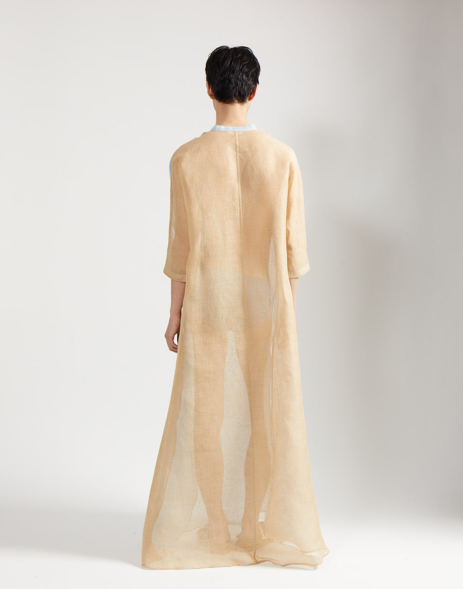 gauze block caftan - sky/sand