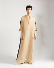 gauze block caftan - sand/onyx