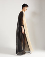 gauze block caftan - sand/onyx