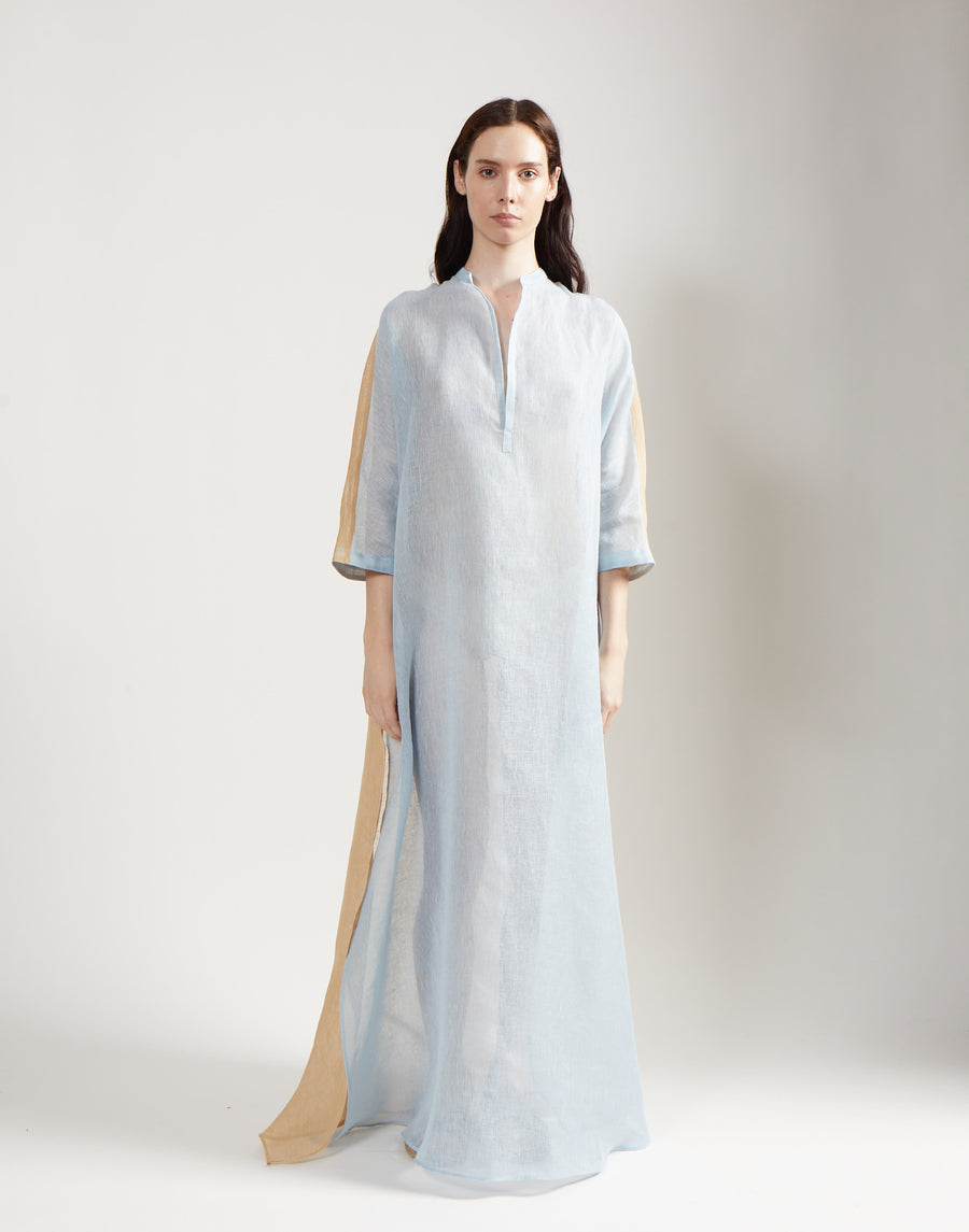 gauze block caftan - sky/sand