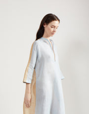 gauze block caftan - sky/sand