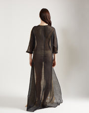 gauze block caftan - sand/onyx