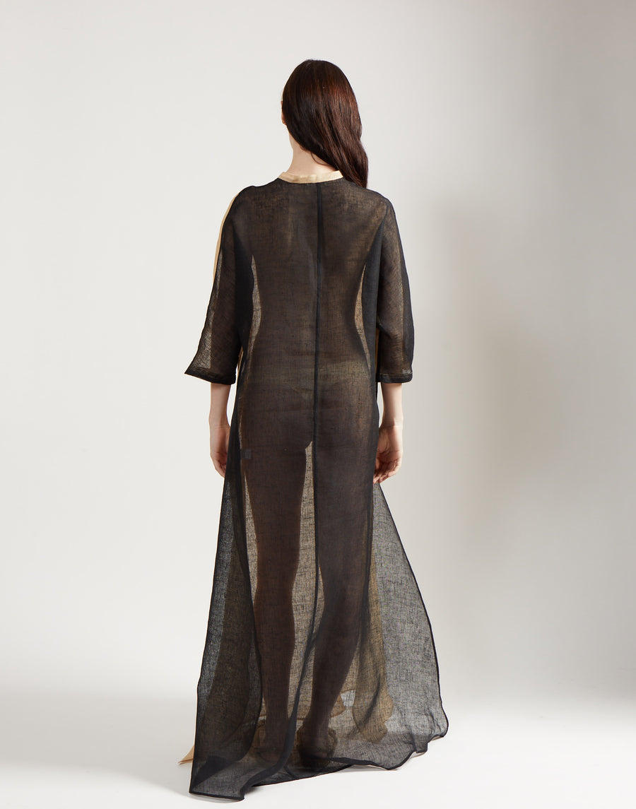 gauze block caftan - sand/onyx