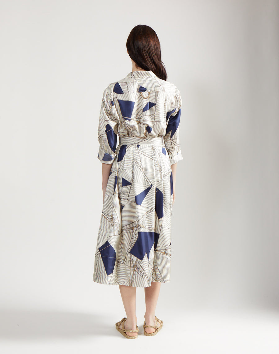 pleated full skirt - regatta print