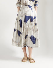 pleated full skirt - regatta print