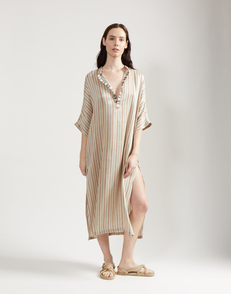 max caftan - sand stripe